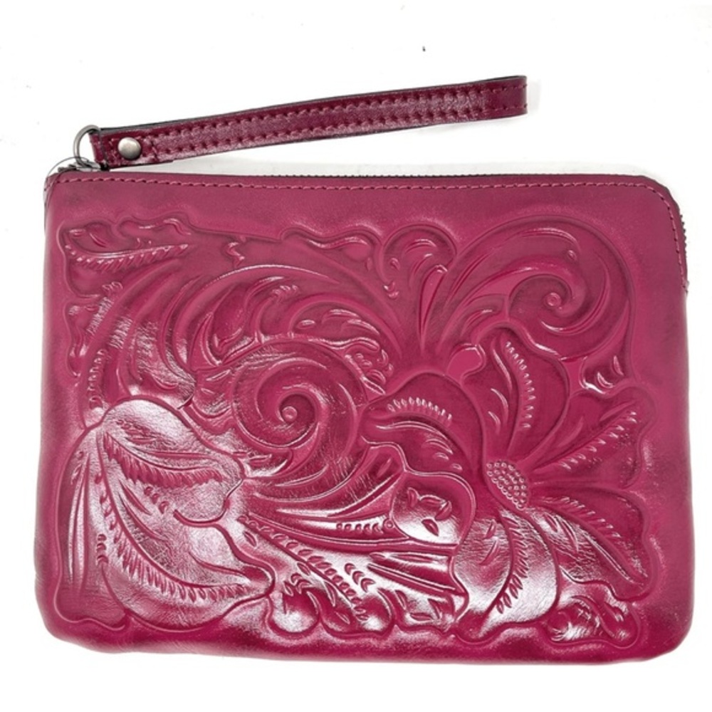 Patricia Nash Pink Embossed Leather Wristlet